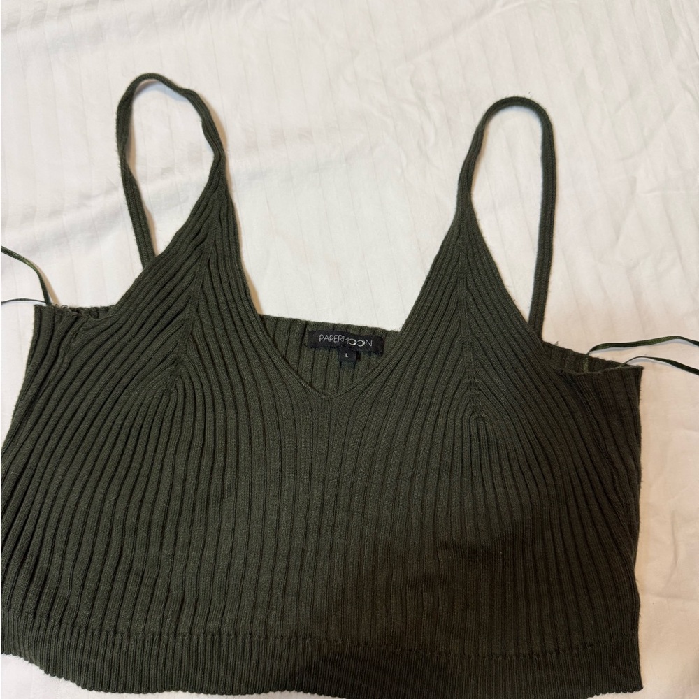 Papermoon Olive Ribbed Camisole